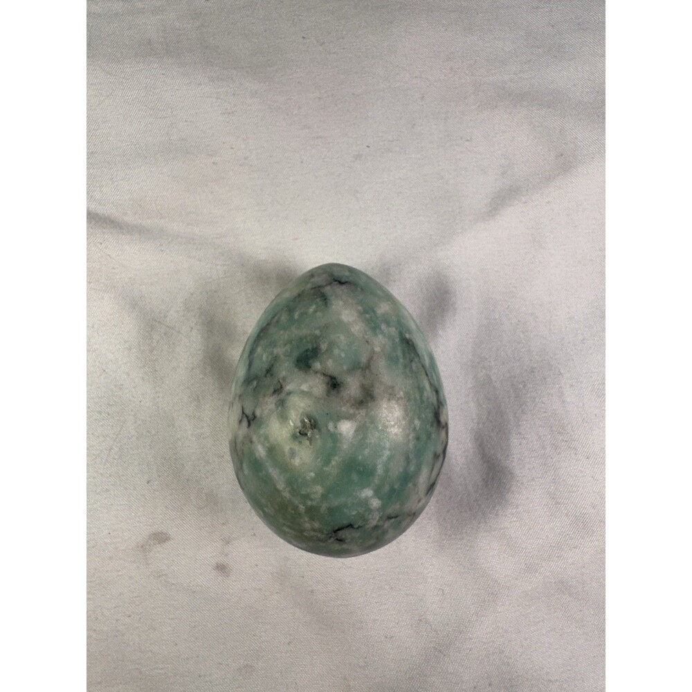 Vintage Green Onyx Alabaster Specimen Egg - Hand-Polished Natural Stone - 2.75"